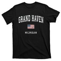 Grand Haven Michigan Mi Vintage American Flag Sports Design T-Shirt