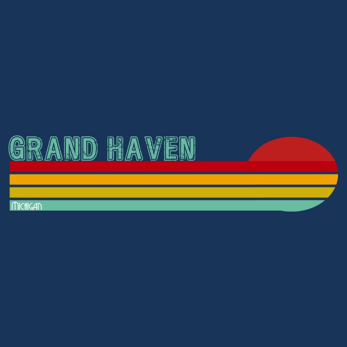 Grand Haven Michigan 7 Panel Mesh Trucker Snapback Hat