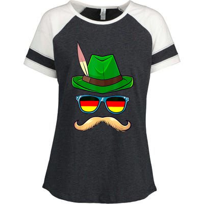 German Hat Mustache Costume Bavarian Oktoberfest Beer Octorber Festival Enza Ladies Jersey Colorblock Tee