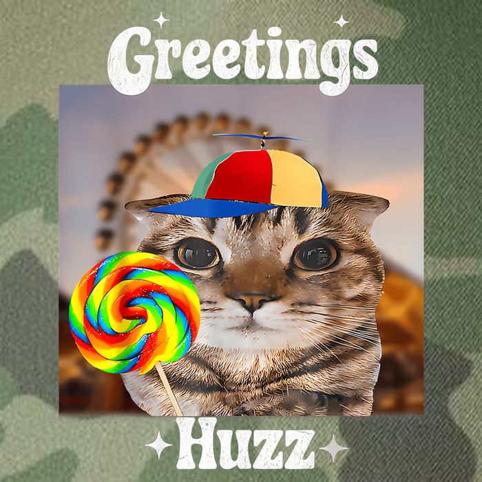 Greetings Huzz Meme Funny Cat Lollipop Legacy Tie Dye Trucker Hat