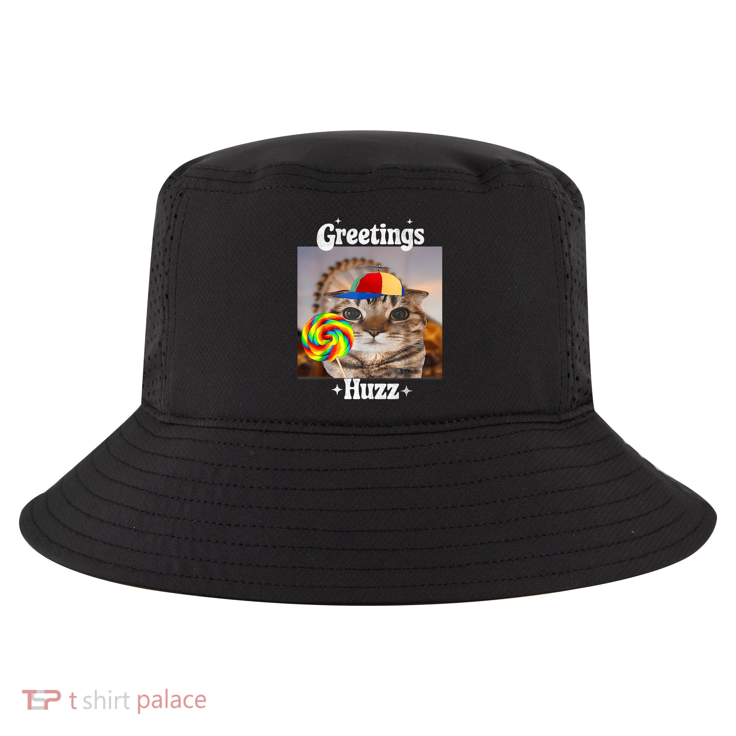 Greetings Huzz Meme Funny Cat Lollipop Cool Comfort Performance Bucket Hat
