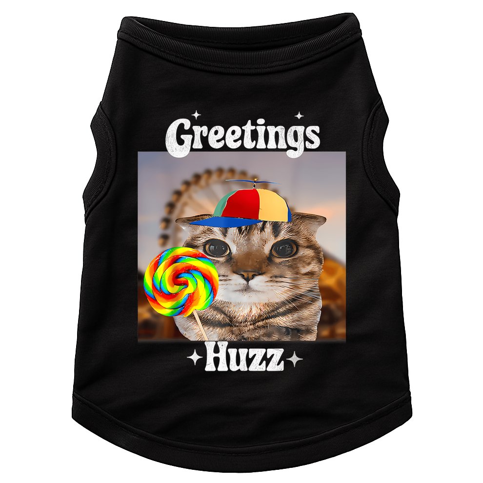 Greetings Huzz Meme Funny Cat Lollipop Doggie Tank