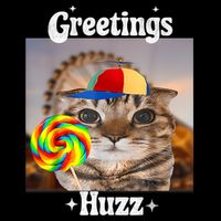 Greetings Huzz Meme Funny Cat Lollipop Flexfit Unipanel Trucker Cap