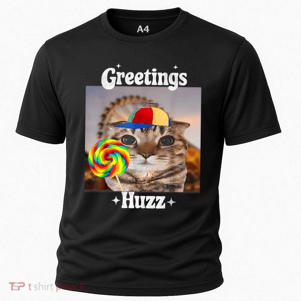 Greetings Huzz Meme Funny Cat Lollipop Performance Shirt