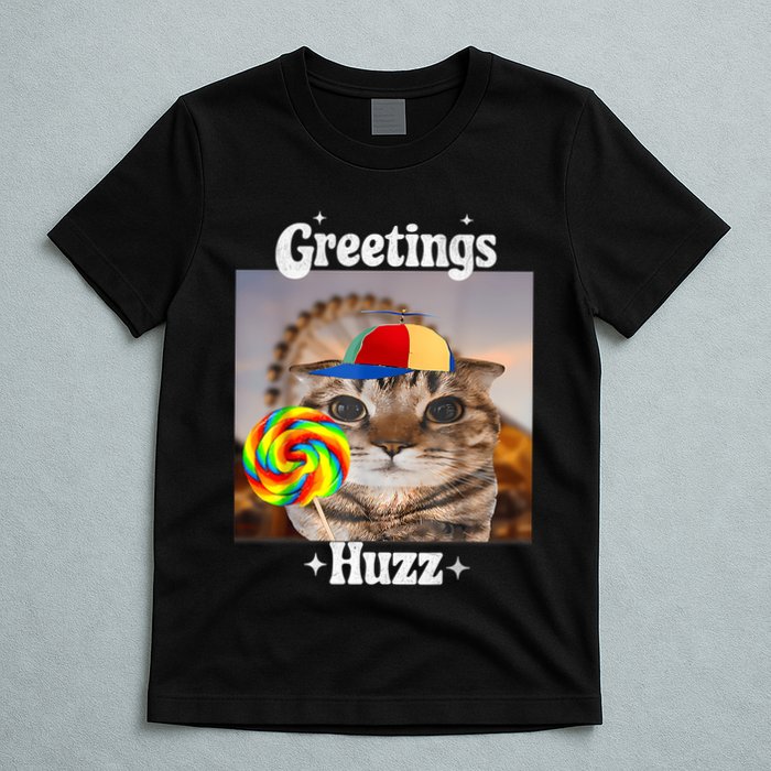 Greetings Huzz Meme Funny Cat Lollipop T-Shirt