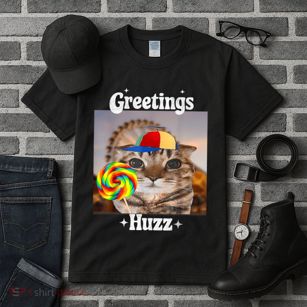 Greetings Huzz Meme Funny Cat Lollipop Tall T-Shirt