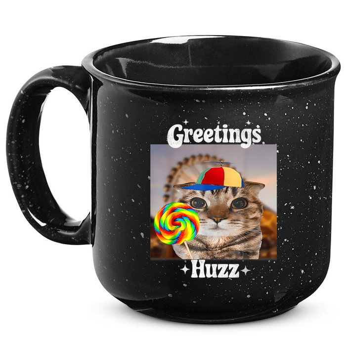 Greetings Huzz Meme Funny Cat Lollipop 15oz Campfire Ceramic Mug