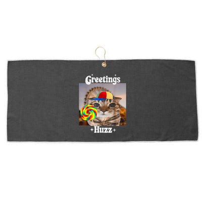 Greetings Huzz Meme Funny Cat Lollipop Large Microfiber Waffle Golf Towel