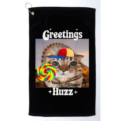Greetings Huzz Meme Funny Cat Lollipop Golf Towel