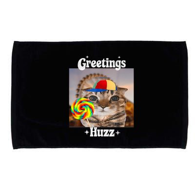 Greetings Huzz Meme Funny Cat Lollipop Microfiber Hand Towel