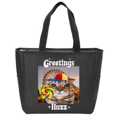 Greetings Huzz Meme Funny Cat Lollipop Zip Tote Bag