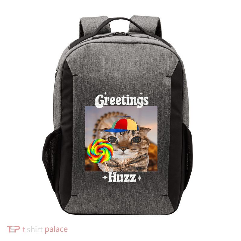 Greetings Huzz Meme Funny Cat Lollipop Vector Backpack