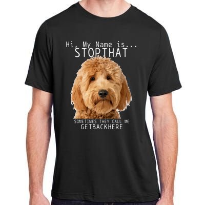 Goldendoodle Hi My Name Is Stop That Funny Dog Doodle Mom Adult ChromaSoft Performance T-Shirt