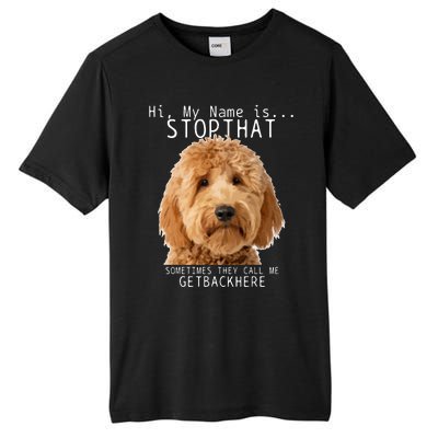 Goldendoodle Hi My Name Is Stop That Funny Dog Doodle Mom Tall Fusion ChromaSoft Performance T-Shirt