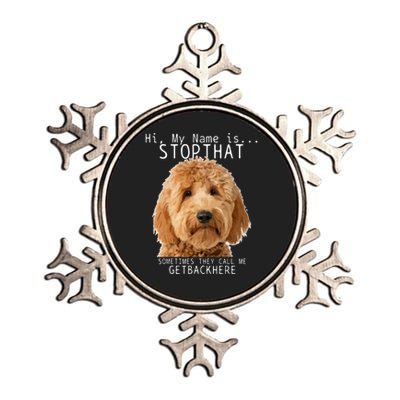 Goldendoodle Hi My Name Is Stop That Funny Dog Doodle Mom Metallic Star Ornament