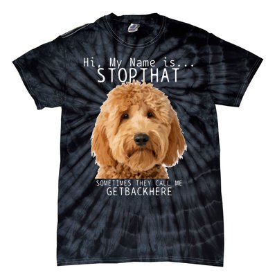 Goldendoodle Hi My Name Is Stop That Funny Dog Doodle Mom Tie-Dye T-Shirt