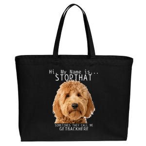 Goldendoodle Hi My Name Is Stop That Funny Dog Doodle Mom Cotton Canvas Jumbo Tote