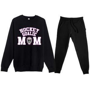 Goalie Hockey Mom With Goalie Mask Gift Premium Crewneck Sweatsuit Set