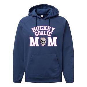 Goalie Hockey Mom With Goalie Mask Gift Performance Fleece Hoodie