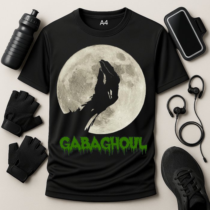 Gabaghoul Hand Moon Funny Halloween Cooling Performance Crew T-Shirt