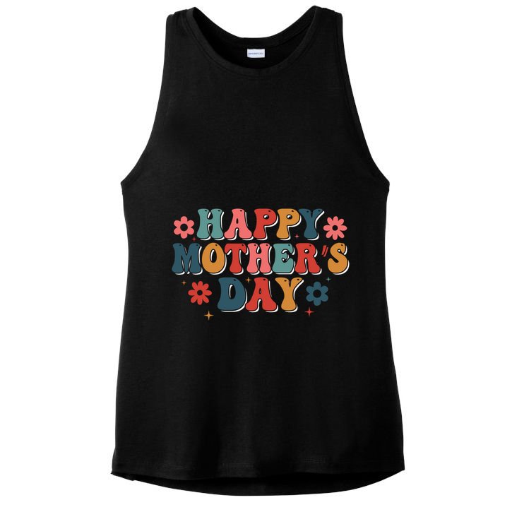 Groovy Happy MotherS Day Gift Ladies PosiCharge Tri-Blend Wicking Tank