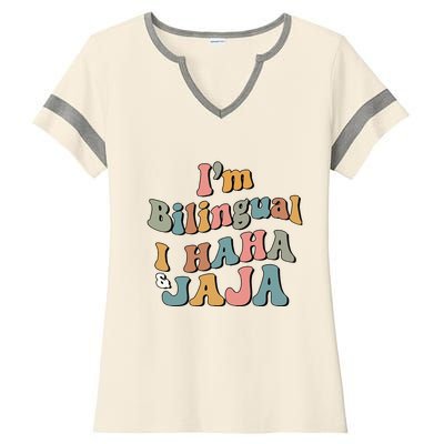 Groovy Hispanic Month Teacher I’m Bilingual I Haha and Jaja Ladies Halftime Notch Neck Tee