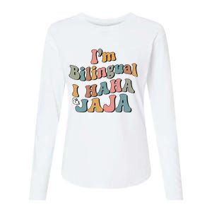 Groovy Hispanic Month Teacher I’m Bilingual I Haha and Jaja Womens Cotton Relaxed Long Sleeve T-Shirt