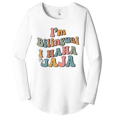 Groovy Hispanic Month Teacher I’m Bilingual I Haha and Jaja Women's Perfect Tri Tunic Long Sleeve Shirt