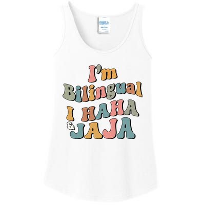 Groovy Hispanic Month Teacher I’m Bilingual I Haha and Jaja Ladies Essential Tank