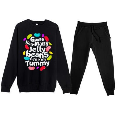 Guess How Many Jelly Beans Candy Funny Easter Gift Premium Crewneck Sweatsuit Set