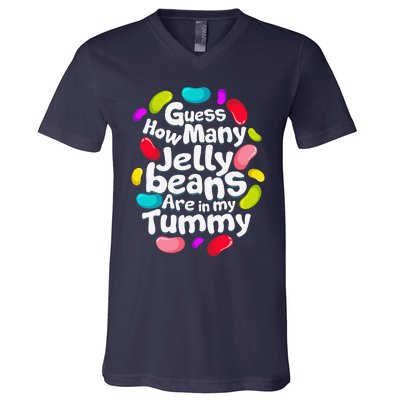 Guess How Many Jelly Beans Candy Funny Easter Gift V-Neck T-Shirt