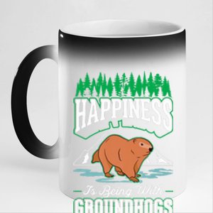 Groundhog Happiness Marmot Woodchuck Premium 11oz Black Color Changing Mug