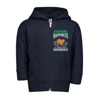 Groundhog Happiness Marmot Woodchuck Premium Toddler Zip Fleece Hoodie