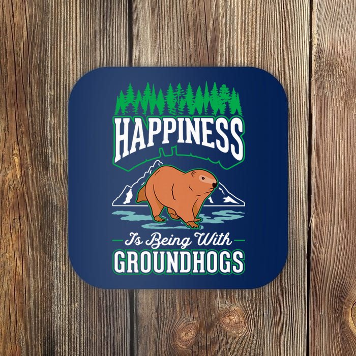 Groundhog Happiness Marmot Woodchuck Premium Coaster