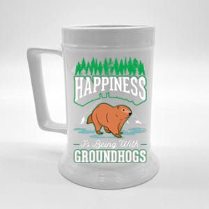 Groundhog Happiness Marmot Woodchuck Premium Beer Stein