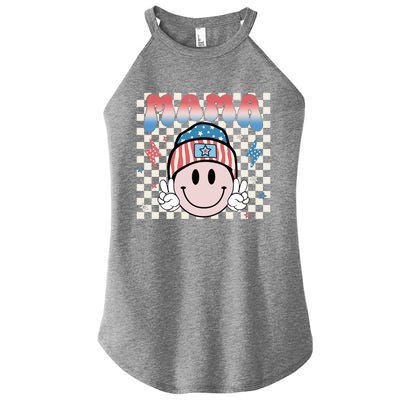 Groovy Hippie Mama Smile Face American Patriotic 4th Of July Cute Gift Women’s Perfect Tri Rocker Tank