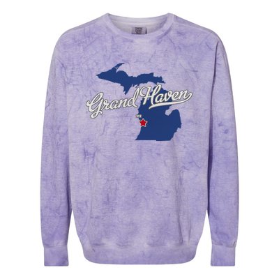 Grand Haven Michigan MI Map Colorblast Crewneck Sweatshirt