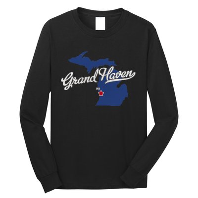 Grand Haven Michigan MI Map Long Sleeve Shirt