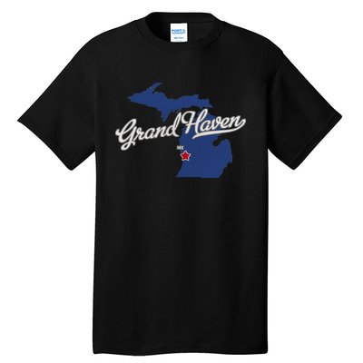 Grand Haven Michigan MI Map Tall T-Shirt