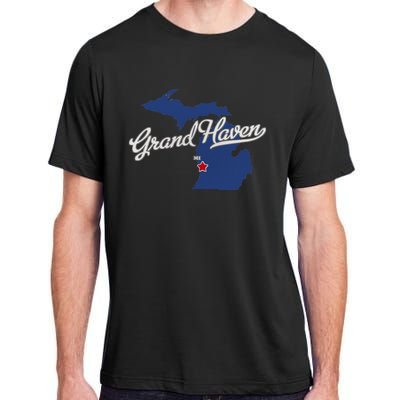 Grand Haven Michigan MI Map Adult ChromaSoft Performance T-Shirt