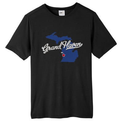 Grand Haven Michigan MI Map Tall Fusion ChromaSoft Performance T-Shirt