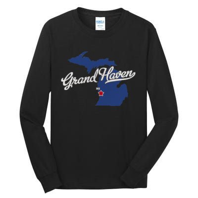 Grand Haven Michigan MI Map Tall Long Sleeve T-Shirt