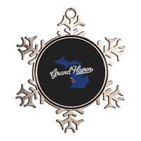 Grand Haven Michigan MI Map Metallic Star Ornament