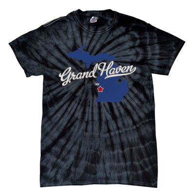 Grand Haven Michigan MI Map Tie-Dye T-Shirt