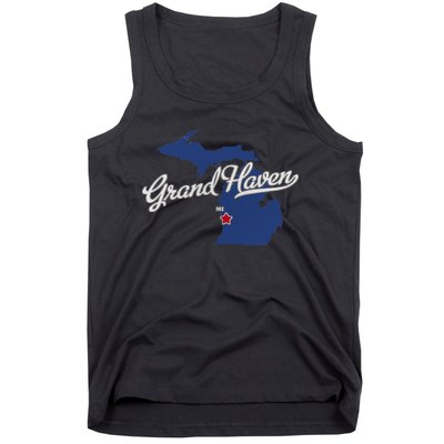 Grand Haven Michigan MI Map Tank Top