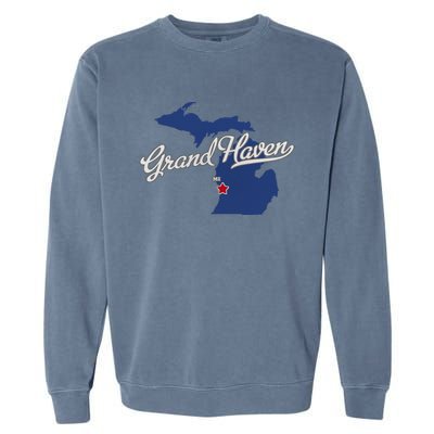 Grand Haven Michigan MI Map Garment-Dyed Sweatshirt