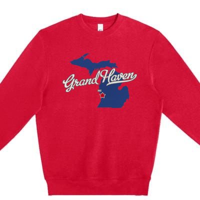 Grand Haven Michigan MI Map Premium Crewneck Sweatshirt