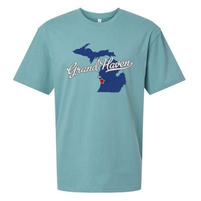 Grand Haven Michigan MI Map Sueded Cloud Jersey T-Shirt