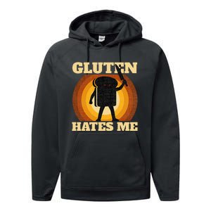 Gluten Hates Me Funny Celiac Disease Awareness Performance Fleece Hoodie