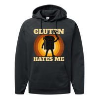 Gluten Hates Me Funny Celiac Disease Awareness Performance Fleece Hoodie